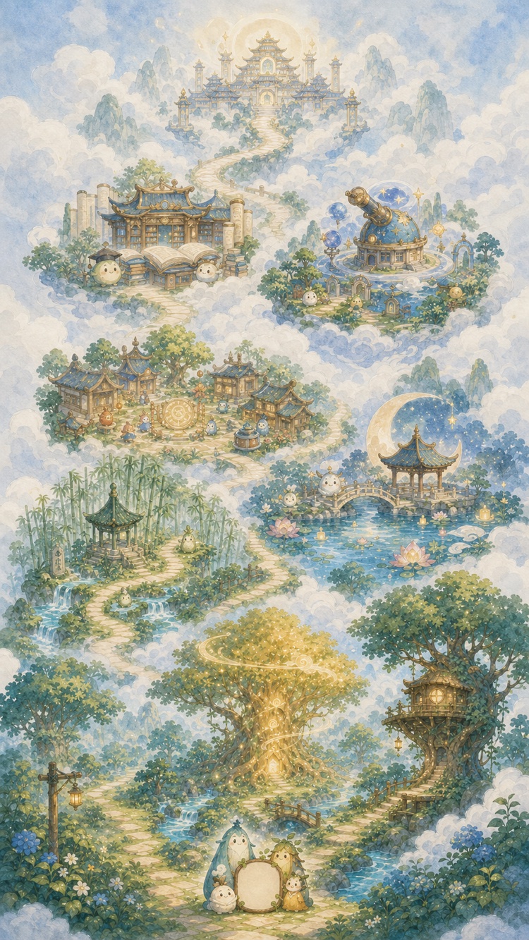 灵字星球七大区域世界地图，识字森林位于地图入口